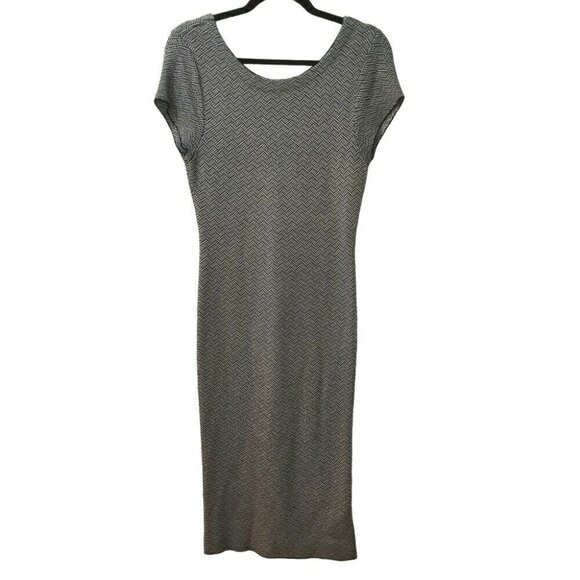 ZARA Knit Sz Large Sweater Dress Midi Black & White Business Casual Versatile - Picture 4 of 7